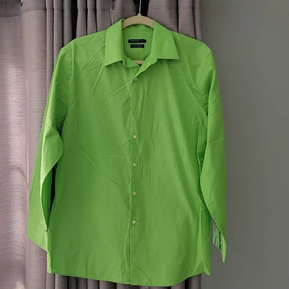 van heusen green dress shirt Slim Fit Performance Knit Short Sleeve Match Print Button Up Shirt Large / Green Bay main image 0